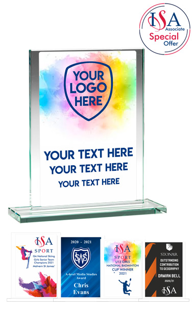ISA Personalised FULL COLOUR RECTANGLE PLAQUE JADE GLASS AWARD (21cm) - TP02C