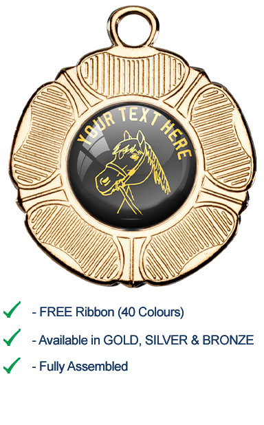 Gold Design Your Own Equestrian Medal with Ribbon - M519