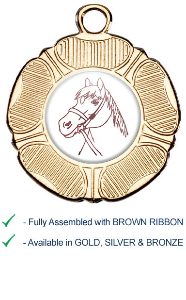 Horses Head Medal with Brown Ribbon - M519