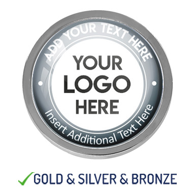 BESPOKE YOUR LOGO & TEXT ROUND METAL BADGE - SILVER - 22mm