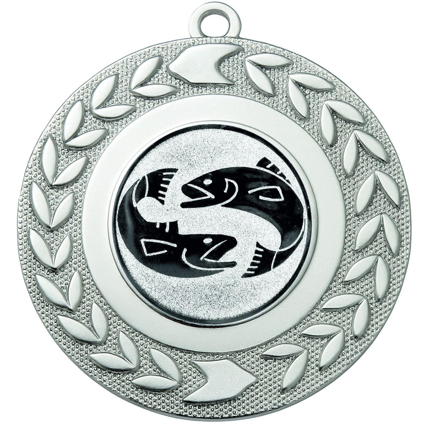Silver Wreath Fish Medal - FREE Ribbon - BIE.M9460.02
