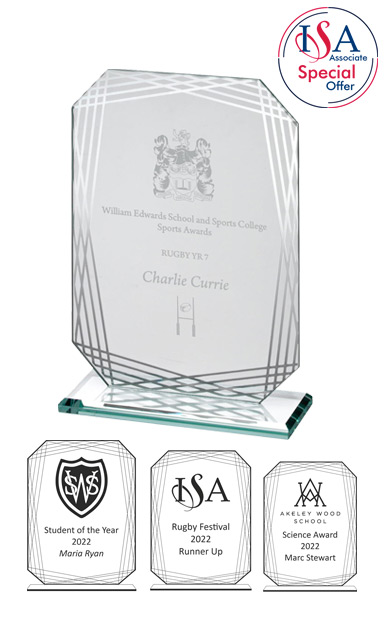ISA Personalised RECTANGLE WITH SILVER DETAILING GLASS AWARD (19.1cm) - SL2B