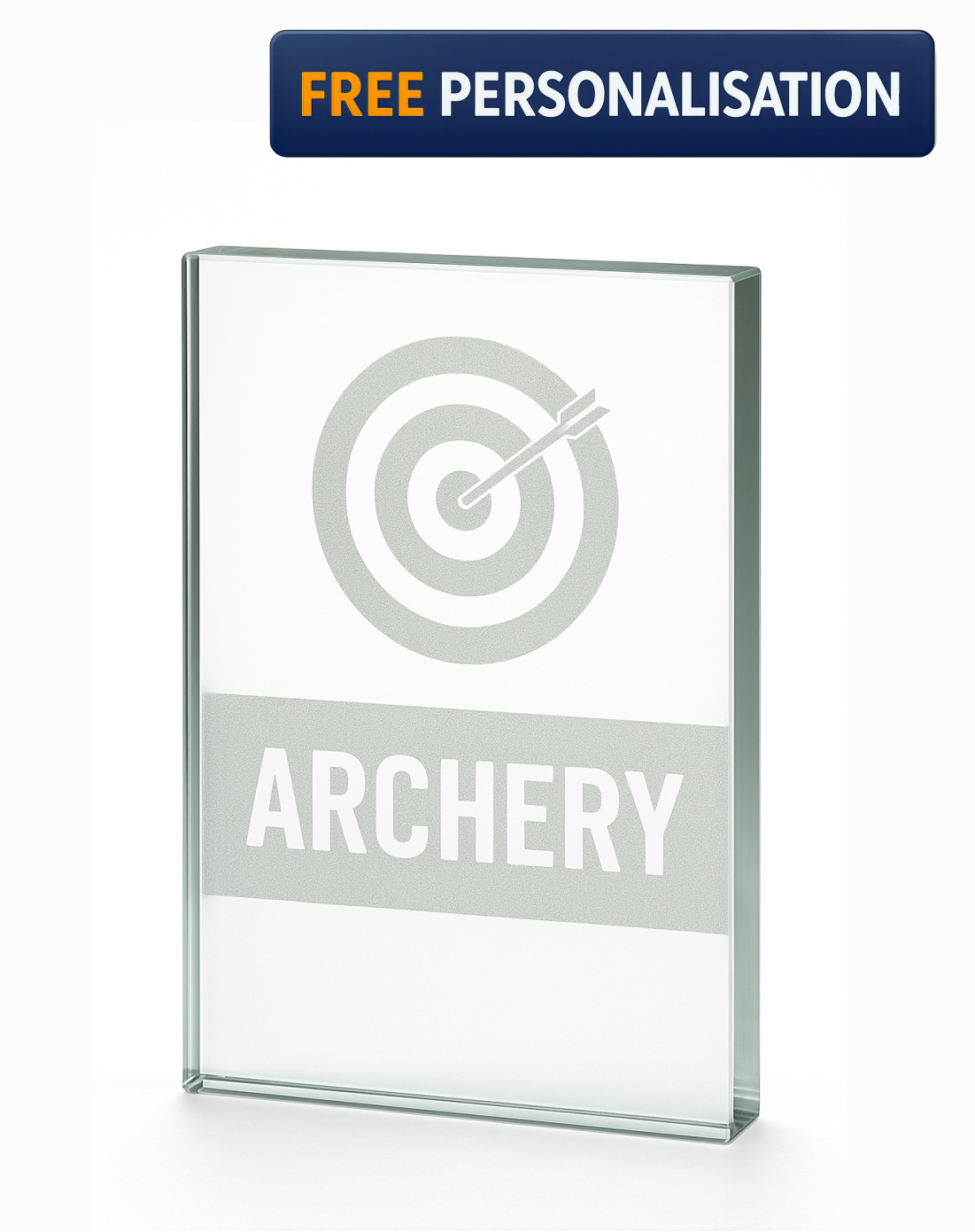 17.5cm LASER ENGRAVED ARCHERY GLASS AWARD - W163