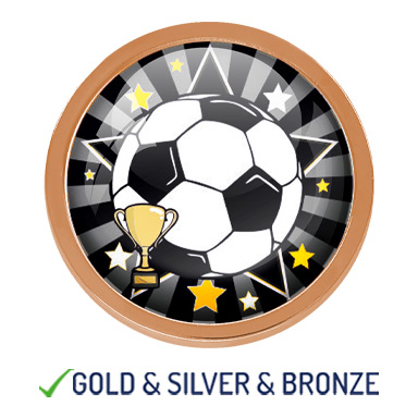 HIGH QUALITY METAL FOOTBALL STAR ROUND BADGE - 22mm