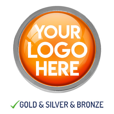 BESPOKE YOUR LOGO ROUND METAL BADGE - ORANGE- 22mm