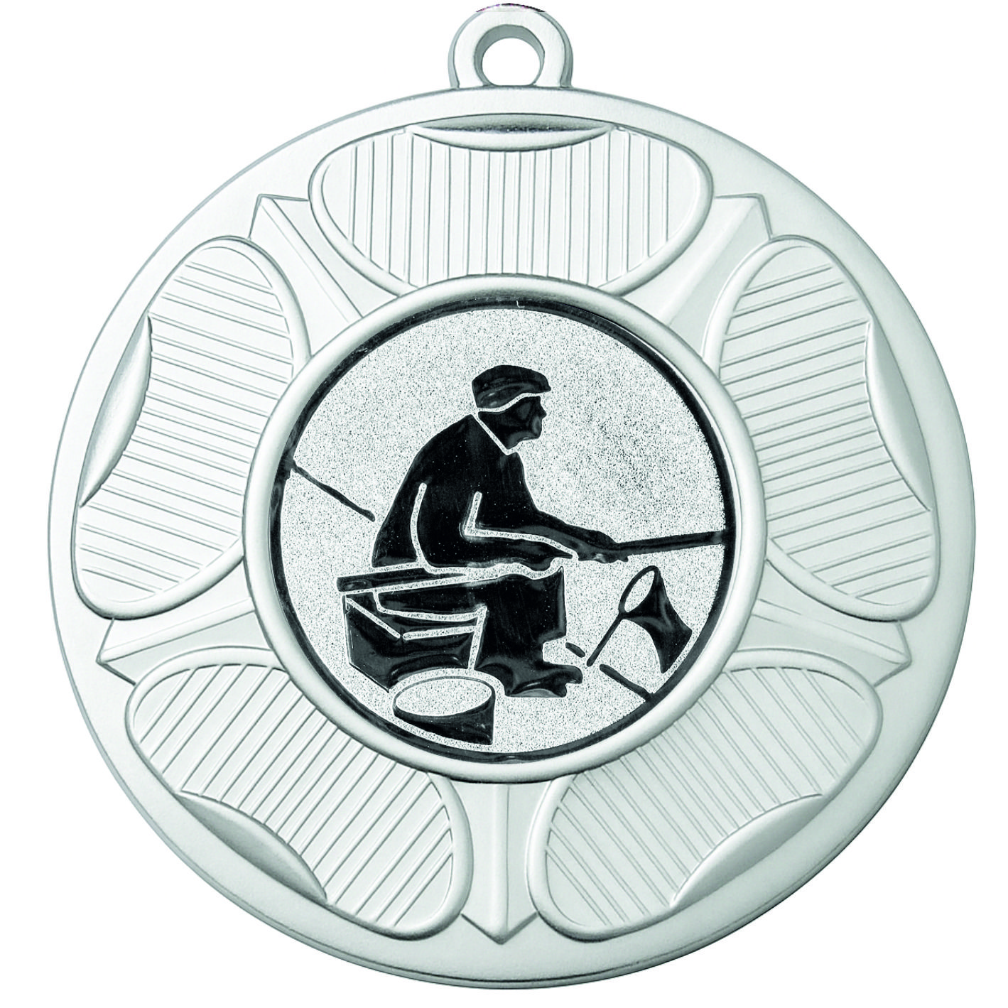 Silver Tudor Rose Fishing Medal-FREE Ribbon - BIE.M9458.02