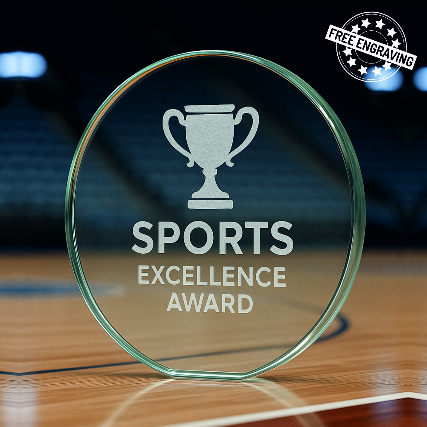 11.5cm LASER ENGRAVED CRICKET GLASS AWARD - W152