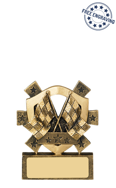 Mini Shield- Crossed Flags Resin Trophy - RM579-GW