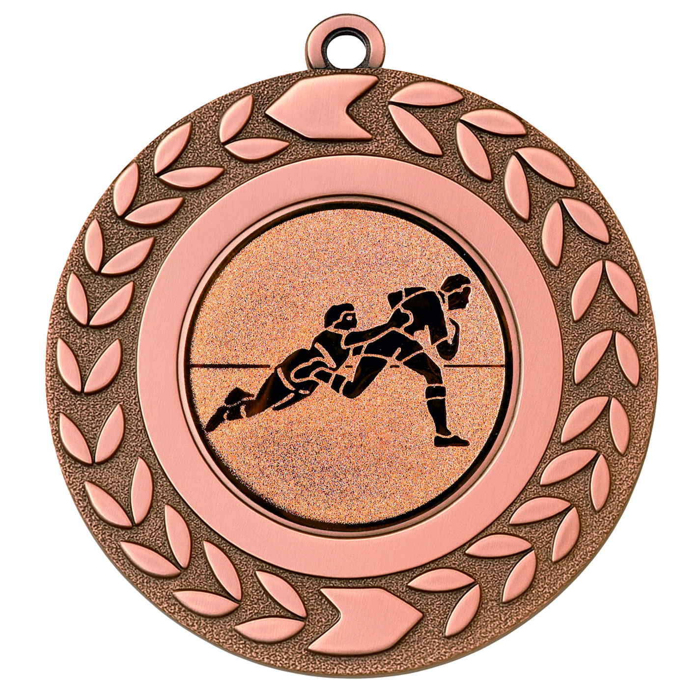 Bronze Wreath Rugby Tackle Medal - FREE Ribbon - BIE.M9460.03