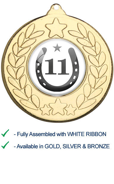 11th Place Equestrian Medal with White Ribbon - 9459G