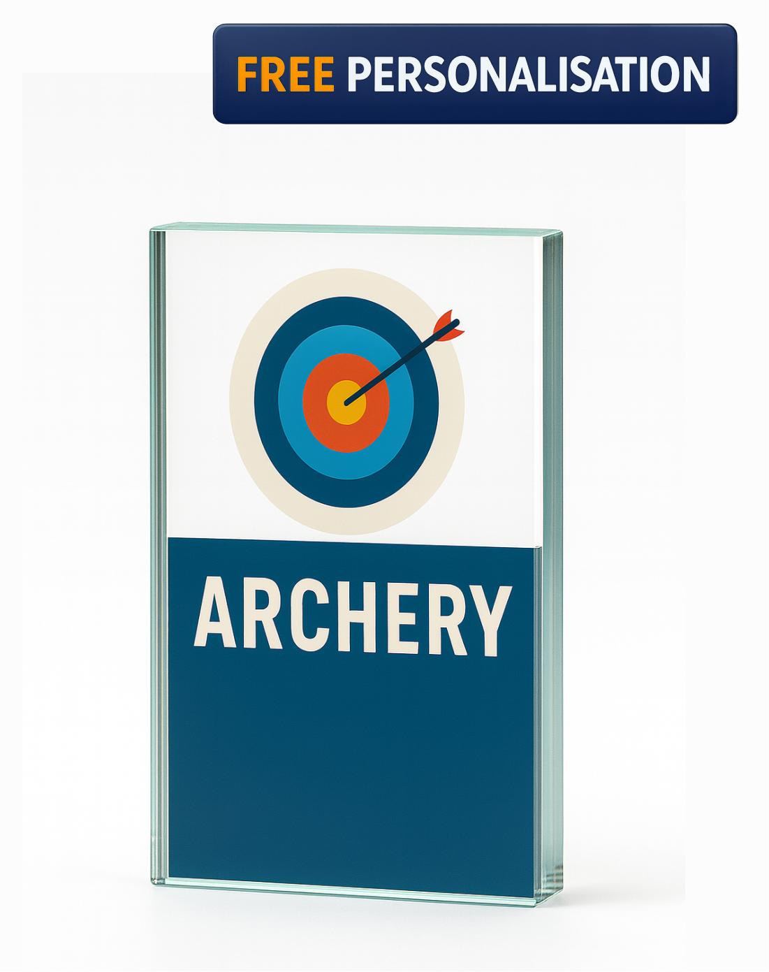 15cm FULL COLOUR ARCHERY GLASS AWARD - W162