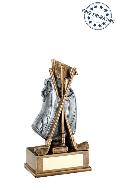 Small Golf Bag with Clubs Resin Trophy (14.6cm) - RF594A