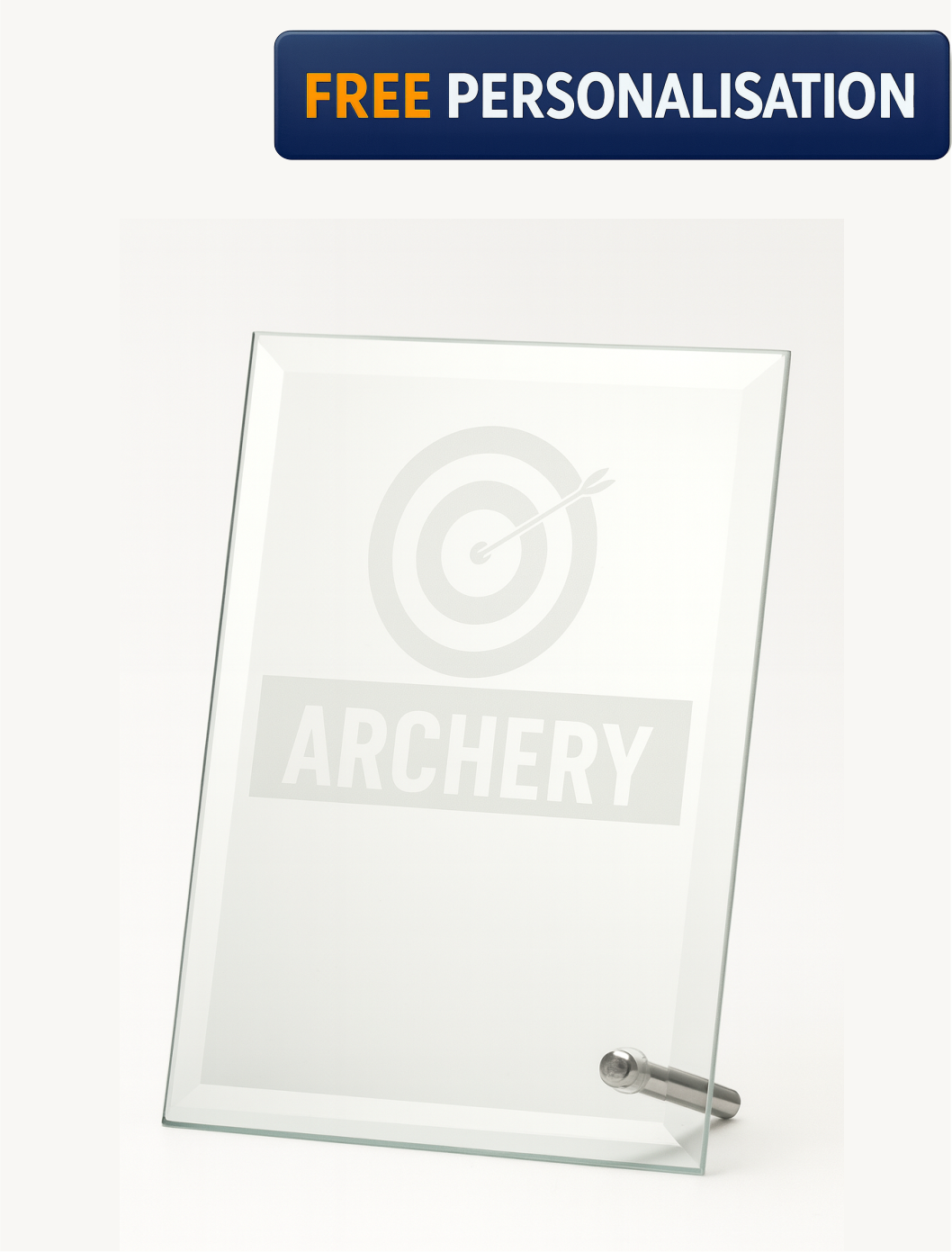 11cm LASER ENGRAVED ARCHERY GLASS PLAQUE - W201