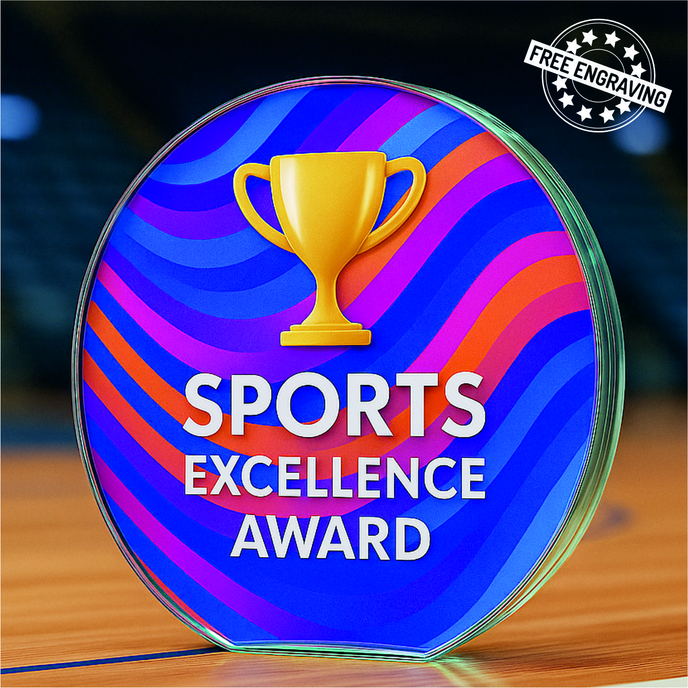 11.5cm FULL COLOUR BASKETBALL GLASS AWARD - W152