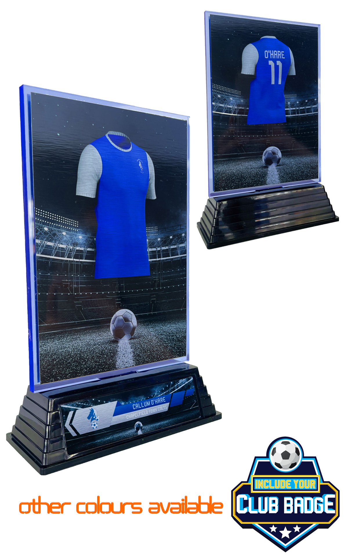 MULTIBUY FROM £7.95 - Bespoke Fluorescent Blue Acrylic Kit Awards
