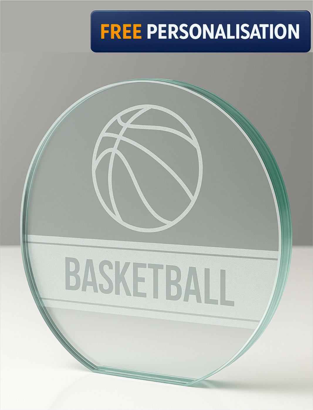 13.5cm LASER ENGRAVED BASKETBALL GLASS AWARD - W153