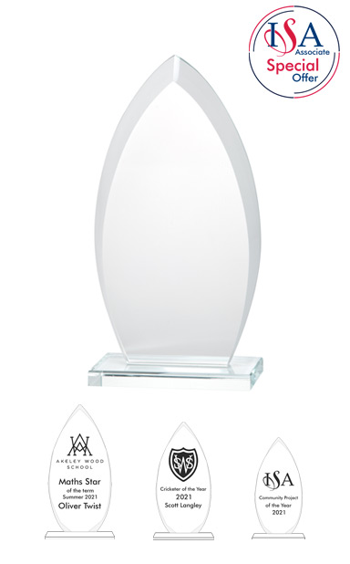 ISA  Personalised Almond Glass AWARD - W322. 