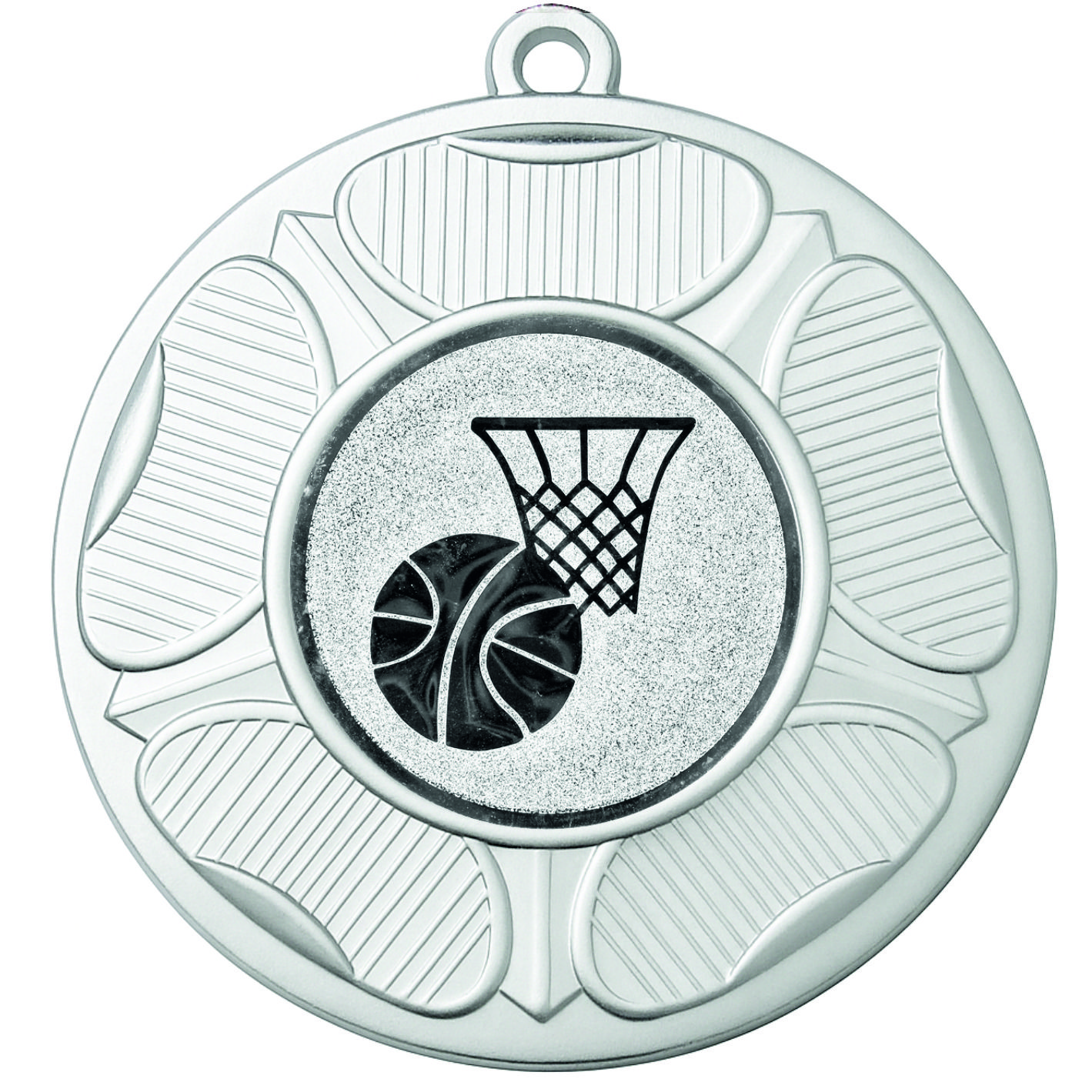 Silver Tudor Rose Basketball Medal-FREE Ribbon - BIE.M9458.02