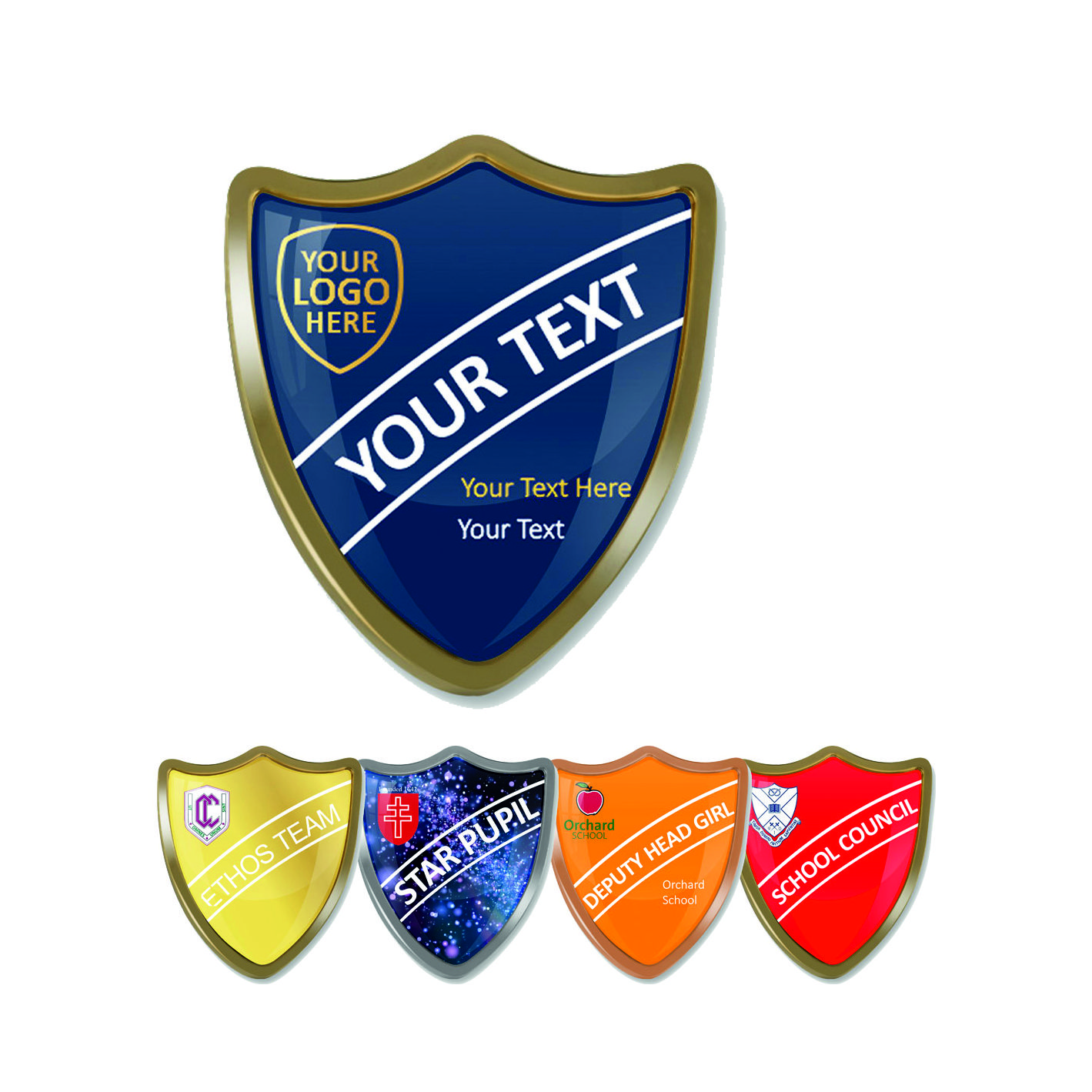 Gold Bespoke Shield Badge - 35mm