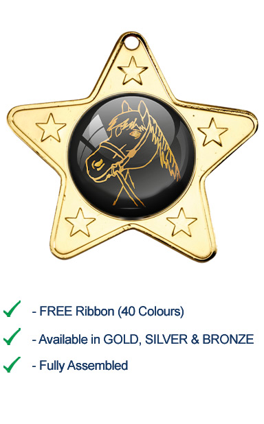 Bronze Horses Head Medal with Ribbon - M10