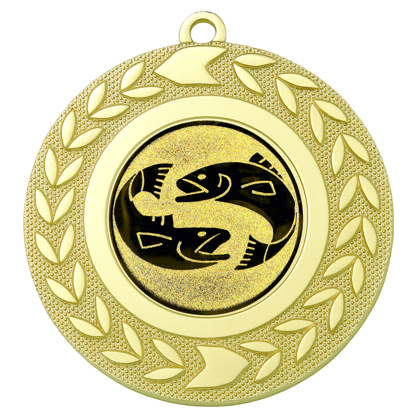 Gold Wreath Fish Medal - FREE Ribbon - BIE.M9460.01