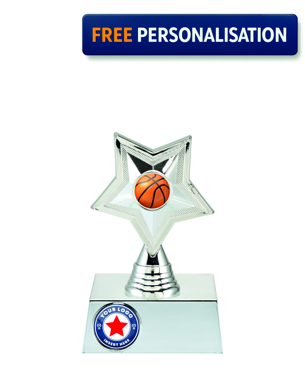 14.5cm SILVER STAR BASKETBALL AWARD - P531.02 + N31.02