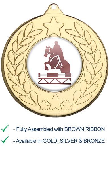 Show Jumping Medal with Brown Ribbon - 9459G