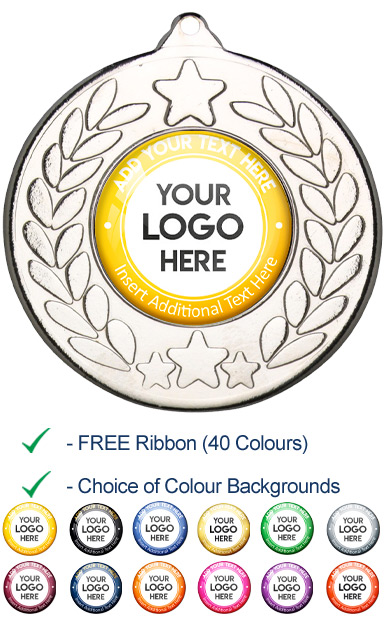 PERSONALISED 9459 SILVER YOUR LOGO & TEXT MEDAL - 99p or Less
