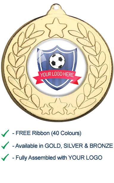 YOUR FOOTBALL ACADEMY LOGO MEDAL with Ribbon - 9459G