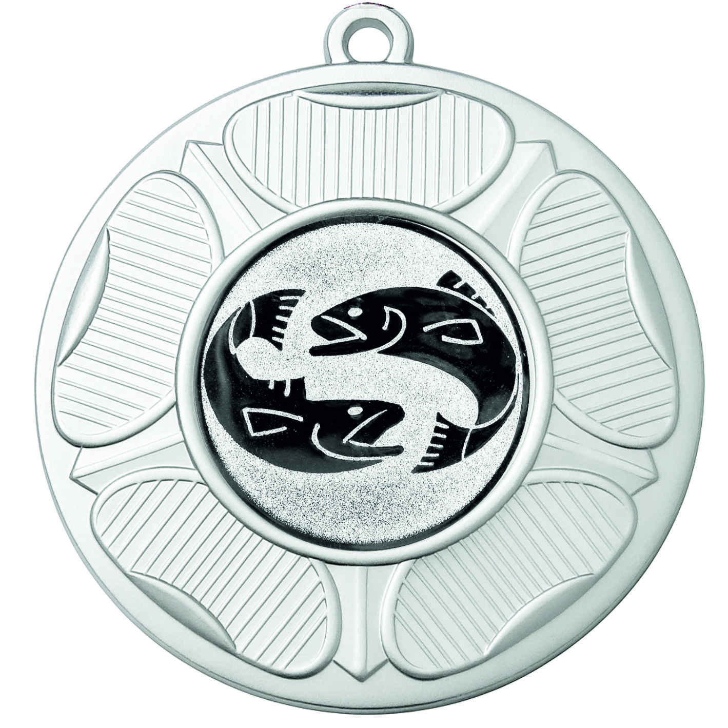 Silver Tudor Rose Fish Medal-FREE Ribbon - BIE.M9458.02