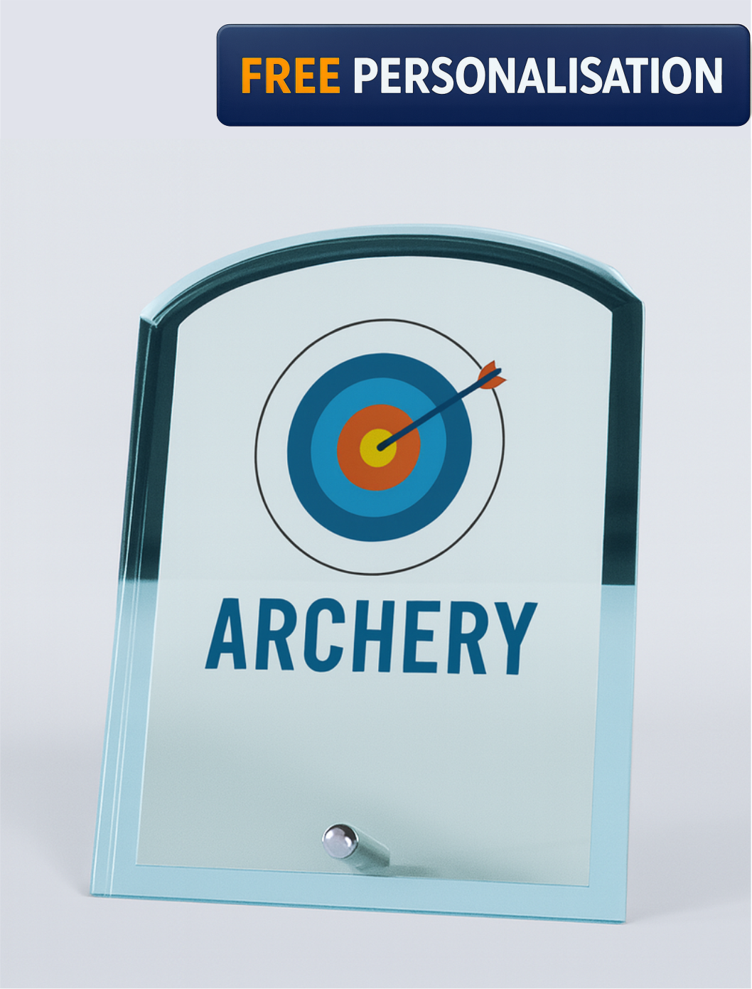 17.5cm FULL COLOUR ARCHERY GLASS AWARD - W542