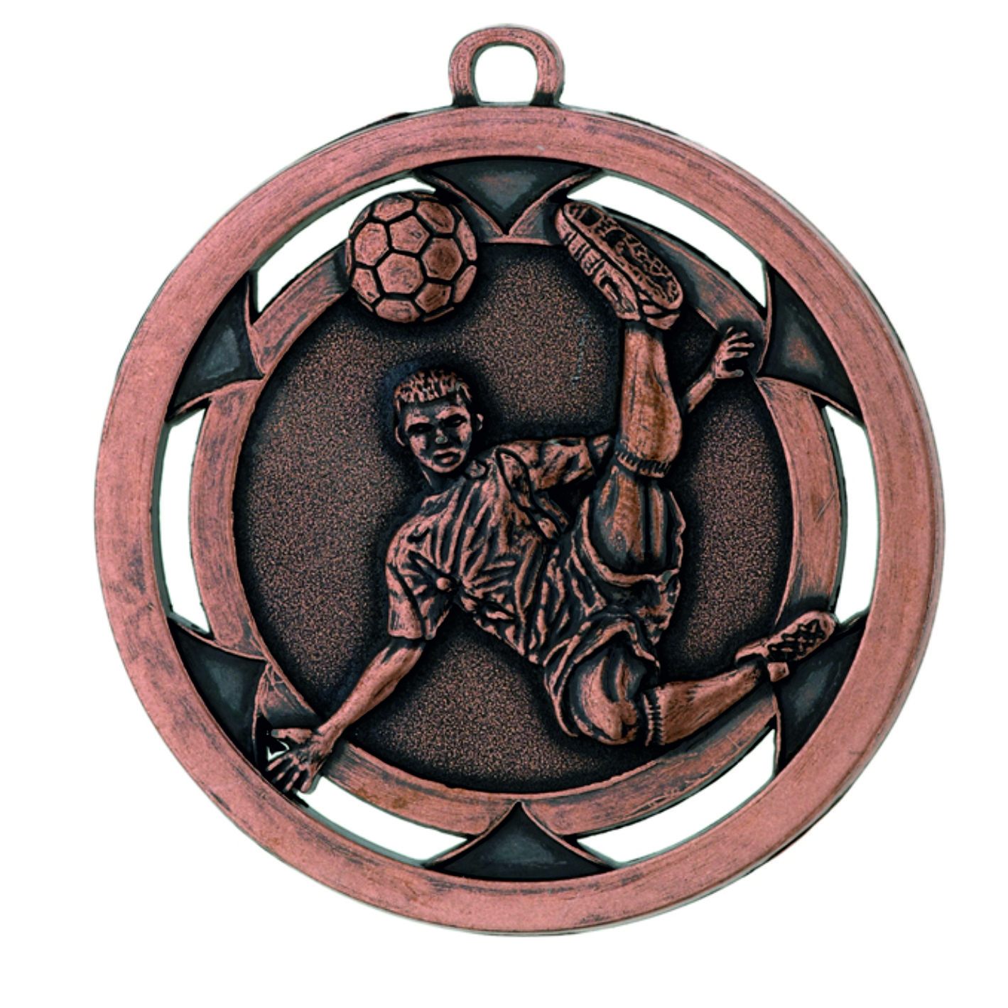 Male Footballer Bronze 50mm Medal D4A.03