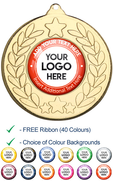 PERSONALISED 9459 GOLD YOUR LOGO & TEXT MEDAL - 99p or Less