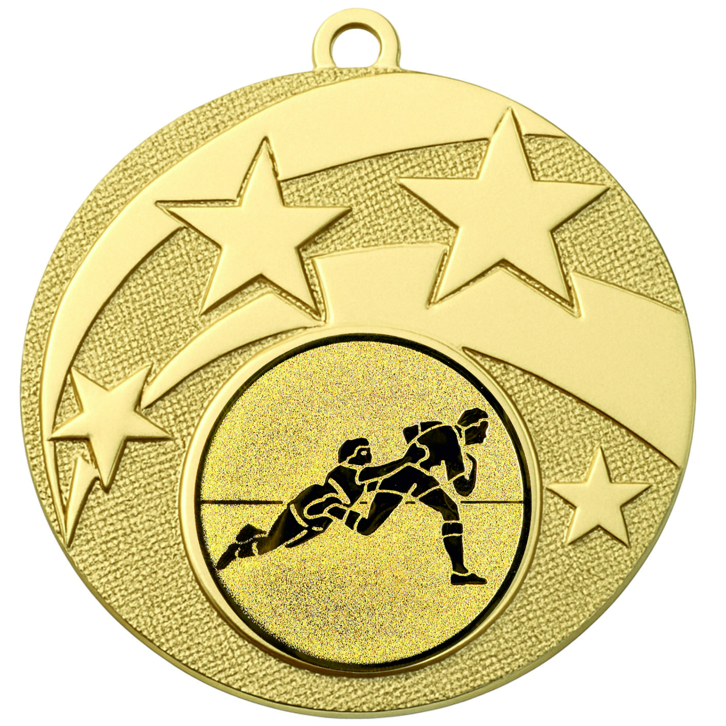 Gold Star Rugby Tackle Medal -FREE Ribbon -BIE.M9457.01