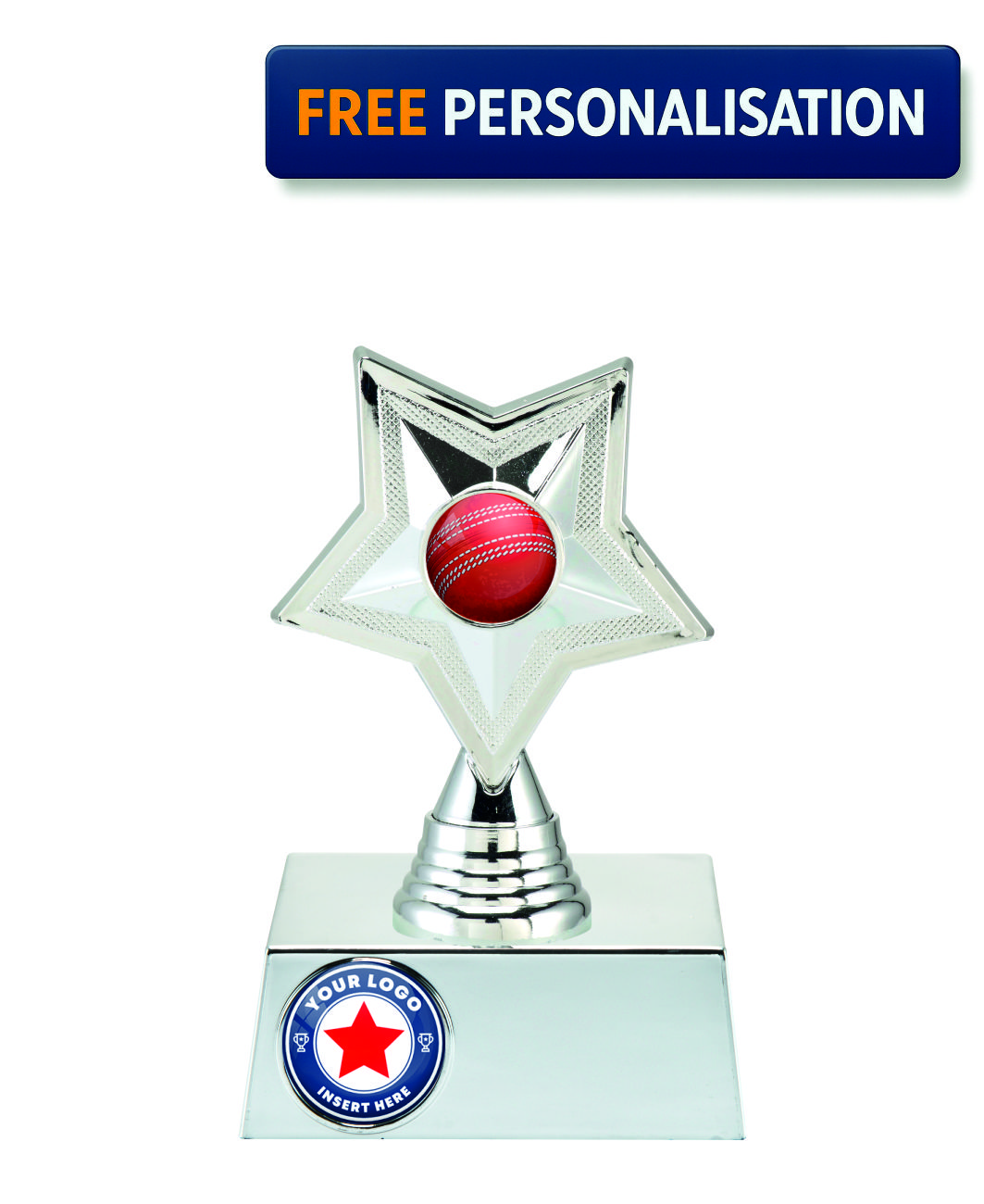 17.5cm SILVER STAR CRICKET AWARD - P531.02 + N33.02