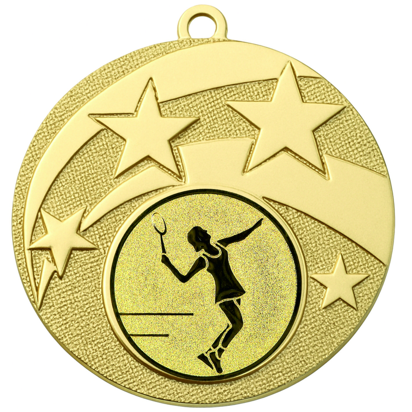 Gold Star Female Tennis Medal -FREE Ribbon -BIE.M9457.01