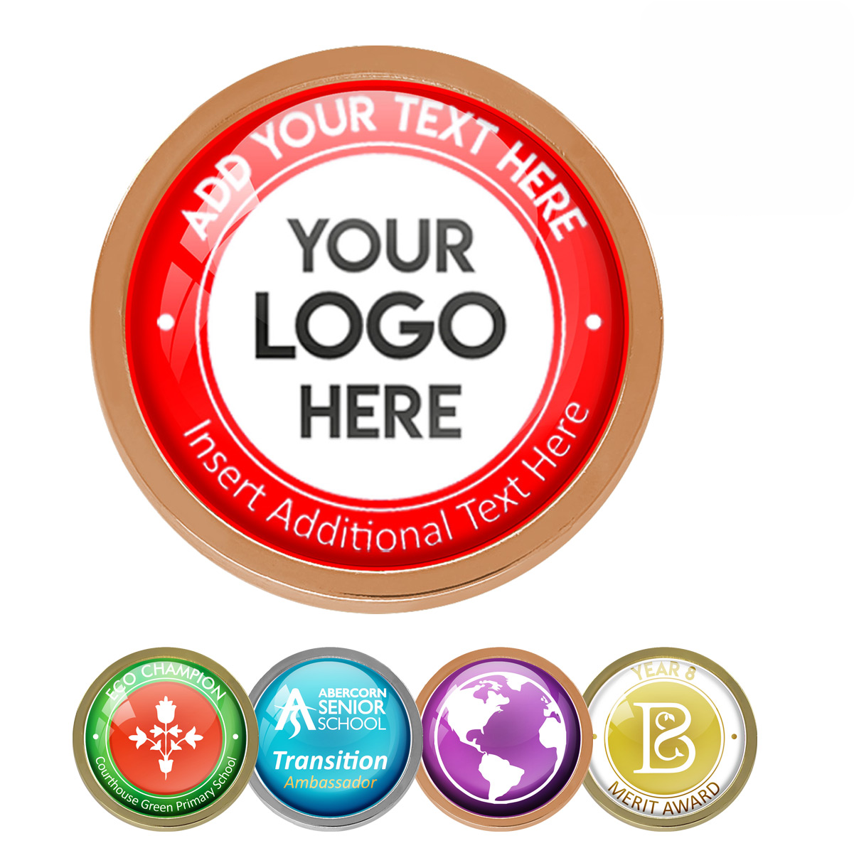 Bronze Bespoke Your Logo & Text Round Metal Badge - 22mm