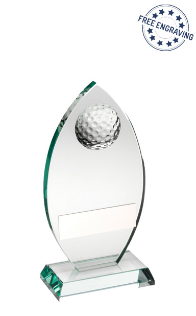 Medium Jade Glass Half Golf Ball Award (17.1cm) - TD442M