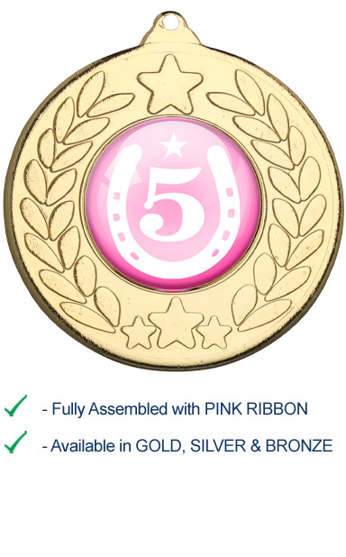 5th Place Equestrian Medal with Pink Ribbon - M18
