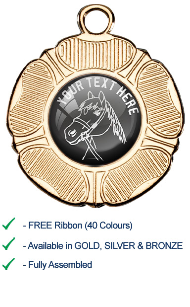 Silver Design Your Own Equestrian Medal with Ribbon - M519