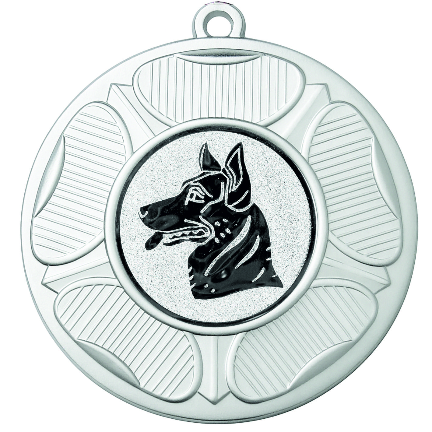Silver Tudor Rose Dog Head Medal-FREE Ribbon - BIE.M9458.02