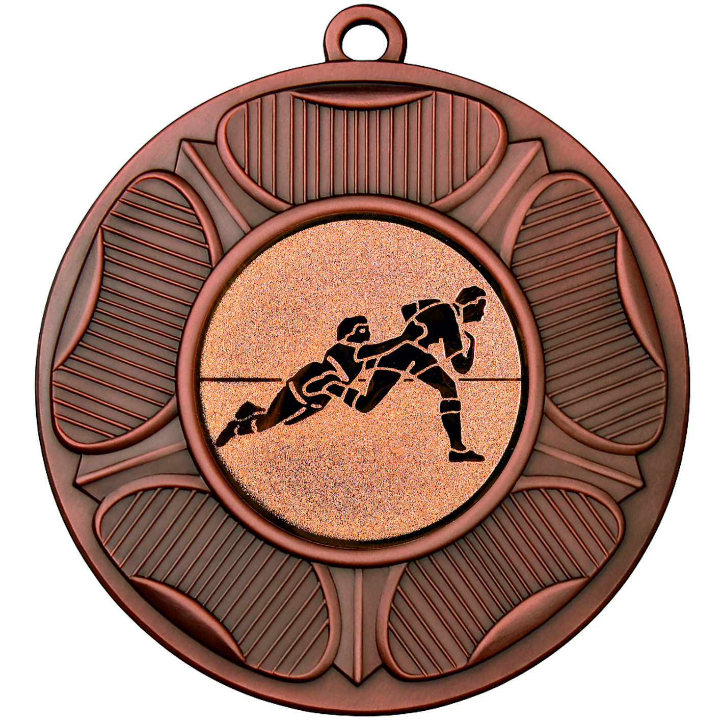 Bronze Tudor Rose Rugby Tackle Medal-FREE Ribbon-M9458.03