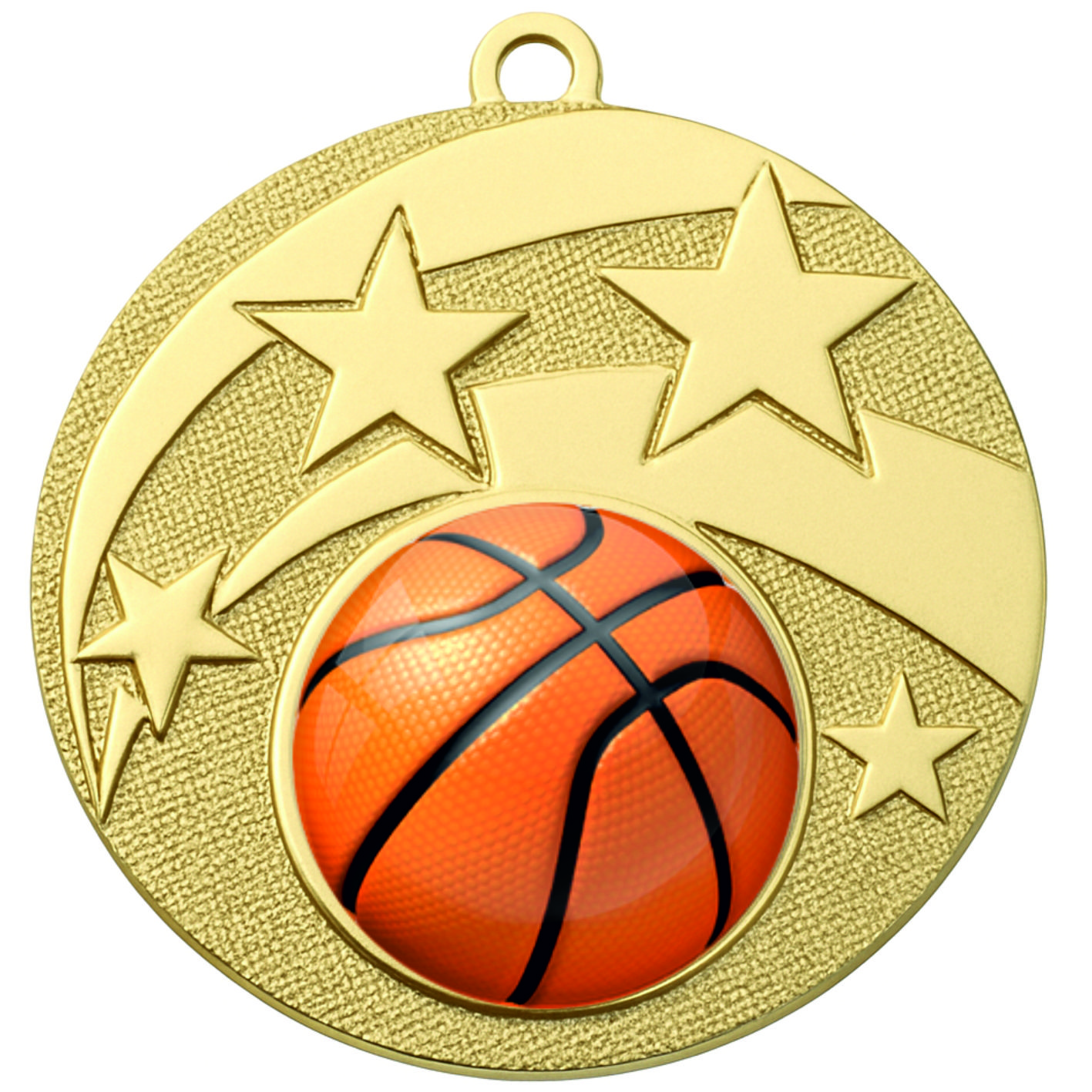 Gold Star Colour Basketball Medal-FREE Ribbon-BIE.M9457.01