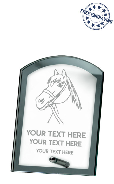 Horses Head Laser Mirrored Glass Award (15cm) - GP307