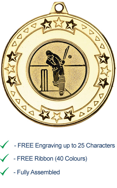 Cricket Centurion 3D Sports Medal 53x40mm FREE ENGRAVING RIBBON UK P&P MM15009