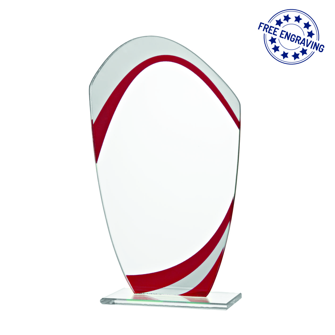 Red & Silver Curved Octogan Luxury Glass Award - W55_.08