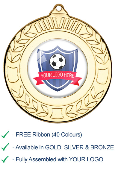 YOUR FOOTBALL ACADEMY LOGO MEDAL with Ribbon -9460G