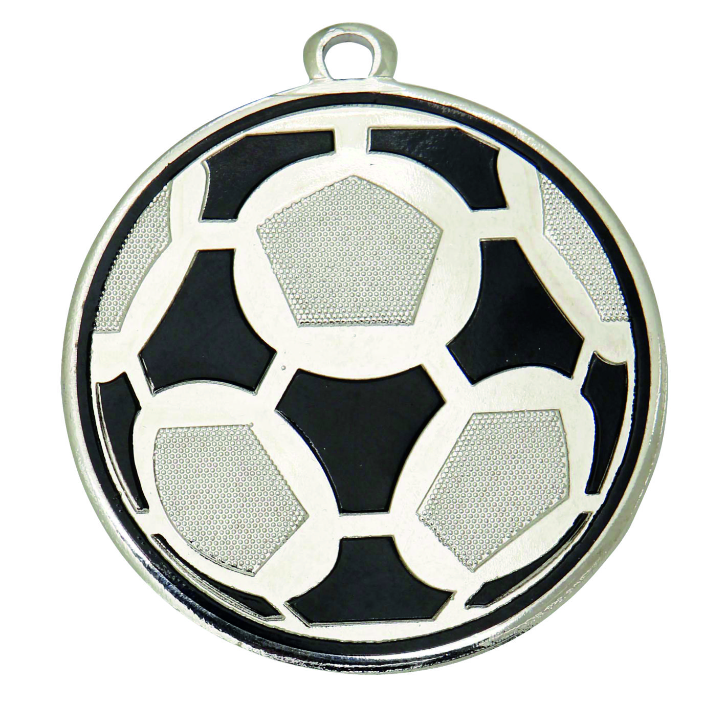 Silver Football Embossed Medal - FREE Ribbon - DI5009.02
