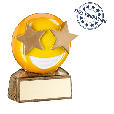 Emoji Trophy - Yellow Star Eyes Emoji Figure - RF954