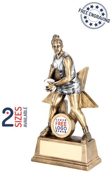 Female Netball Figure with Star Backing Resin Trophy- RF180